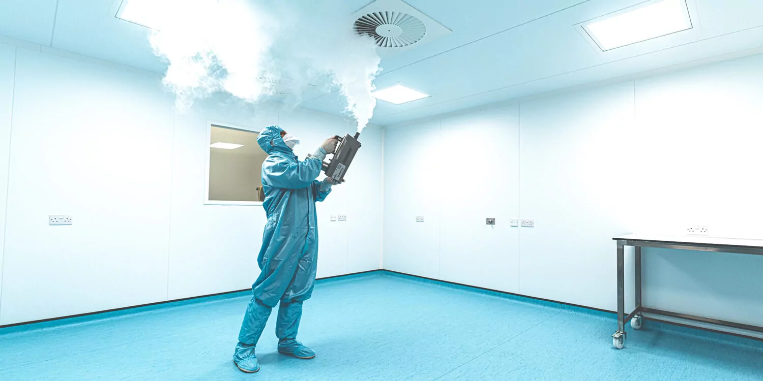 Technician performing cleanroom validation
