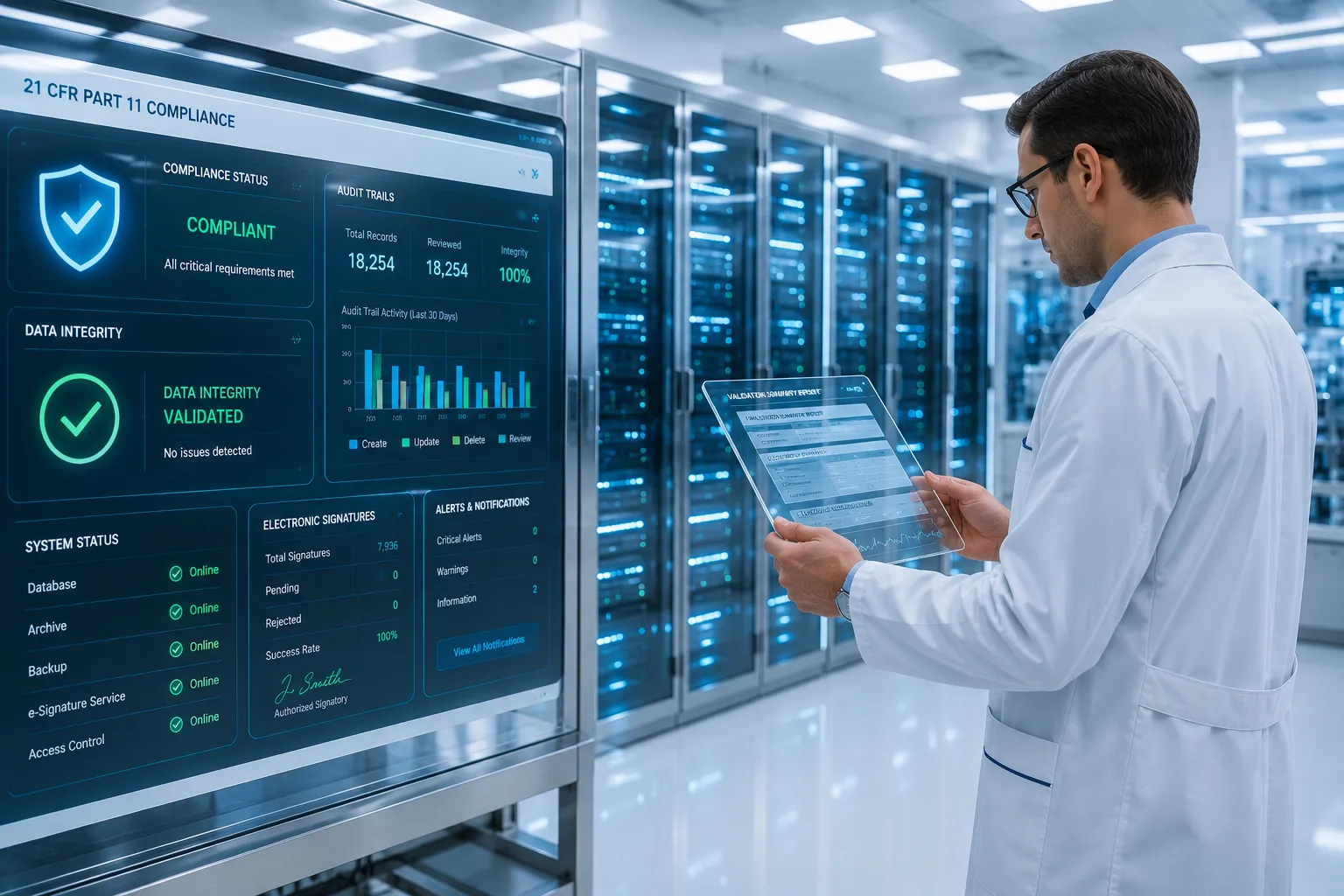 21 CFR Part 11 Compliance Dashboard and Server Room