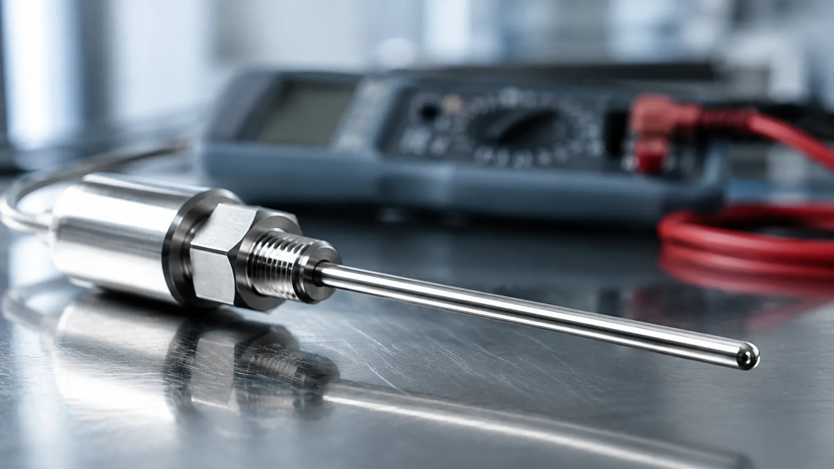 Precision RTD and thermocouple temperature sensor calibration testing